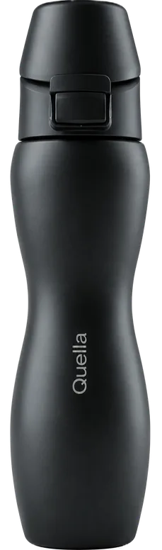 Quella matte black double hourglass bottle with push-button cap